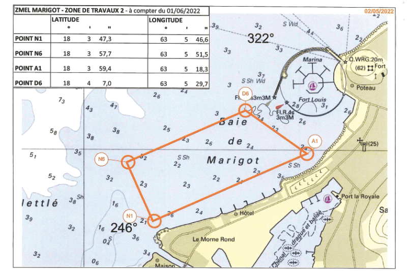 Navigation and Anchoring Prohibited in the Bay of Marigot